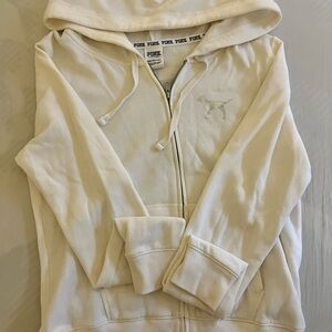 Victoria's Secret PINK White Zip-Up Hoodie